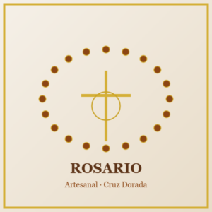 rosario artesanal cruz dorada