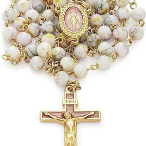 rosario católico de la virgen milagrosa – vidrio variegado