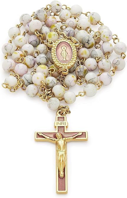 rosario católico de la virgen milagrosa – vidrio variegado rosario católico de la virgen milagrosa – vidrio variegado
