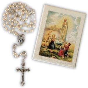 rosario de perlas con medalla de la virgen