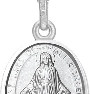 medalla milagrosa de plata – virgen maría con cadena 45cm