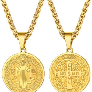 medalla san benito dorada – protección espiritual premium